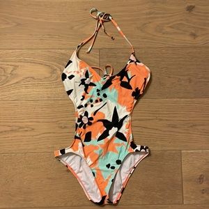 DVF Loves Roxy print monokini cutout swimsuit - size M